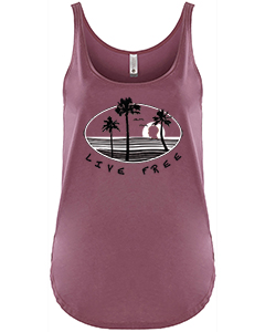 Live Free Ladies Relaxed Classic Tank - Wine