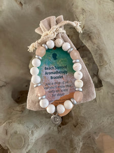 Sea Glass Collection - Sunrise Pink - Beach Scented Aromatherapy Bracelet with Silver Accents