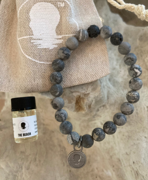 Grey Map Jasper Beach Scented Aromatherapy Bracelet