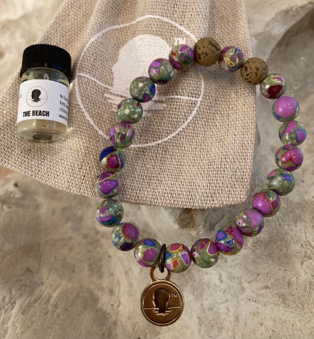 Rainbow Sea Sediment Jasper Beach Scented Aromatherapy Bracelet