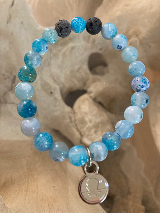 Teal Fire Agate Beach Scented Aromatherapy Bracelet