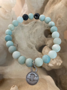Aqua Blue Matte Amazonite Beach Scented Aromatherapy Bracelet