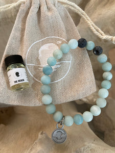 Aqua Blue Matte Amazonite Beach Scented Aromatherapy Bracelet