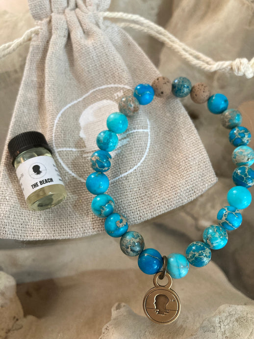 Lake Blue Sea Sediment Jasper Beach Scented Aromatherapy Bracelet