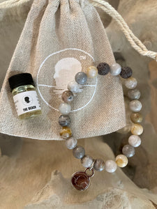 India Bead Beach Scented Aromatherapy Bracelet - choice of silver or gold charm