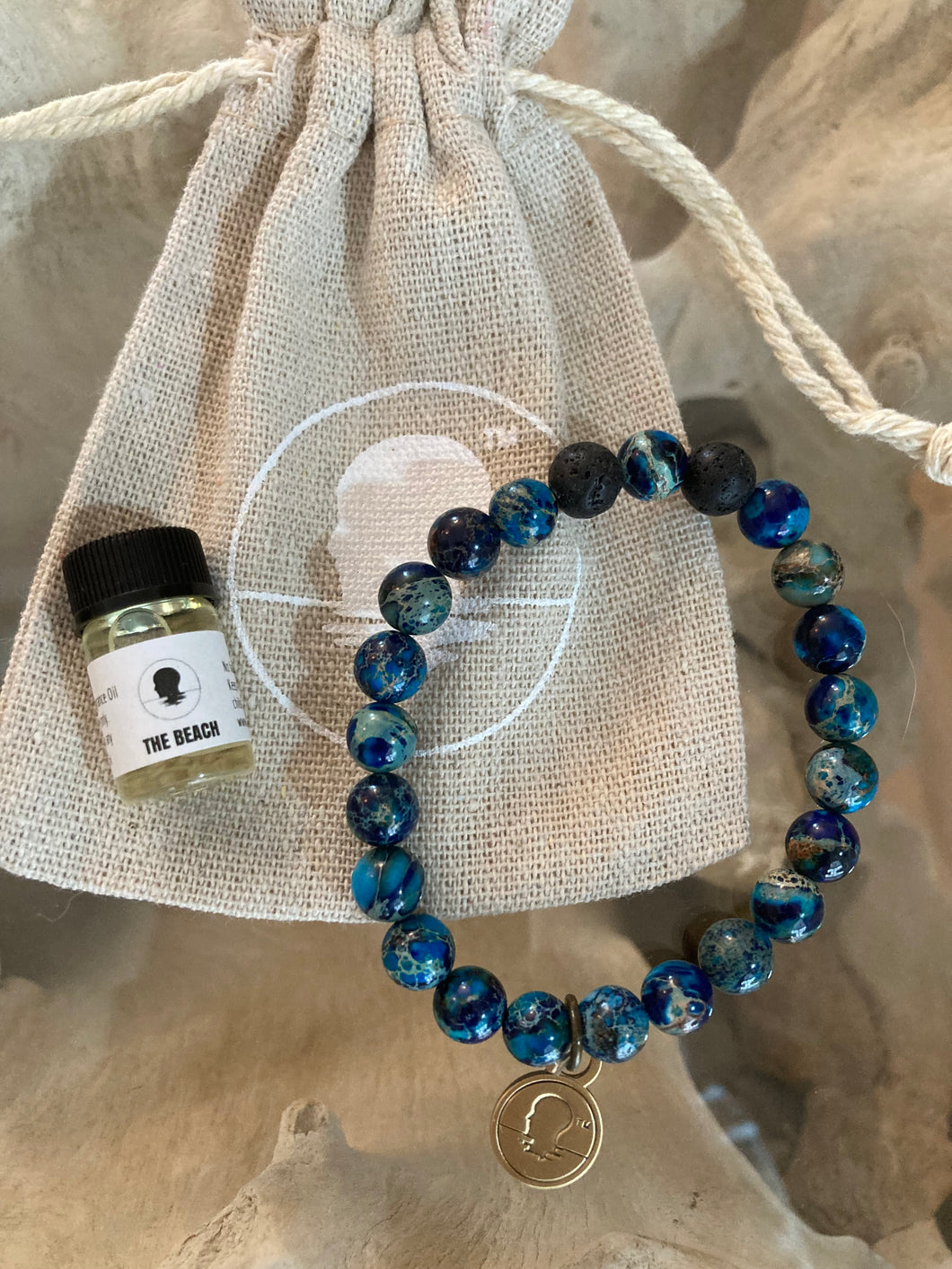 Blue Sea Sediment Jasper Beach Scented Aromatherapy Bracelet