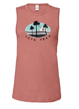 Live Free Ladies Muscle Tee