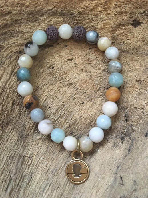 Amazonite Faceted Polished Beach Scented Aromatherapy Bracelet
