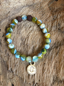 Agate Blue Green Fire Beach Scented Aromatherapy Bracelet