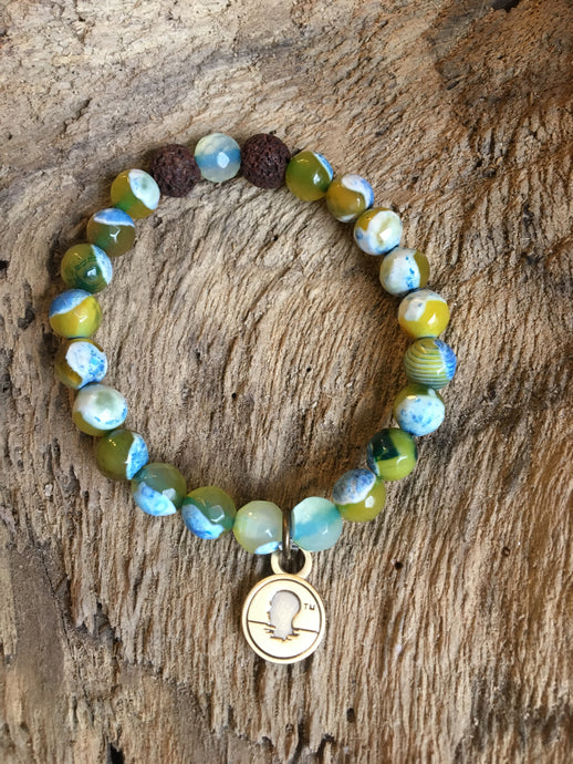 Agate Blue Green Fire Beach Scented Aromatherapy Bracelet