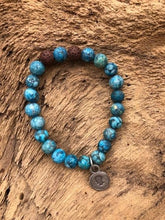Jasper & Blue Maifanite Beach Scented Aromatherapy Bracelet - choice of silver or gold charm