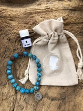 Jasper & Blue Maifanite Beach Scented Aromatherapy Bracelet - choice of silver or gold charm