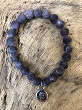 Amethyst Matte Finish Beach Scented Aromatherapy Bracelet - choice of silver or gold logo charm