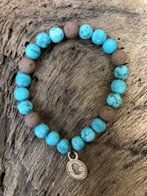 Turquoise Beach Scented Aromatherapy Bracelet - choice of silver or gold charm