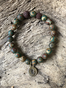 Agate Decorated Green Tibetan Beach Scented Aromatherapy Bracelet